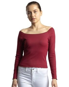 women ribbed regular fit top