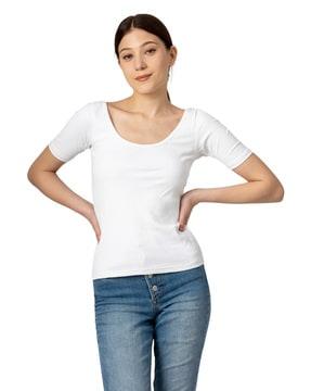 women ribbed regular fit top