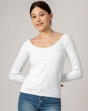 women ribbed regular fit top