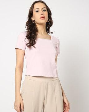 women ribbed regular fit top