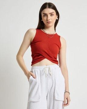 women ribbed regular fit top