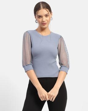 women ribbed regular fit top