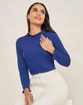 women ribbed regular fit top