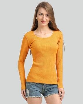 women ribbed reguler fit top