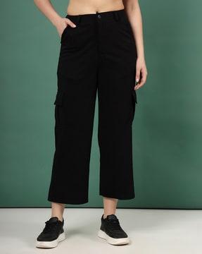 women ribbed relaxed fit cargo pants