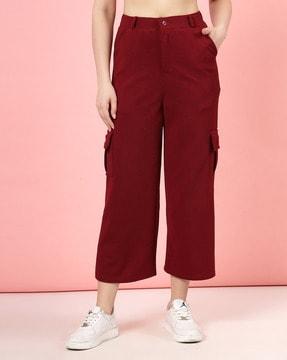 women ribbed relaxed fit cargo pants