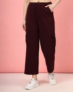 women ribbed relaxed fit cargo pants