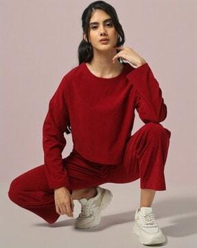 women ribbed relaxed fit pullover