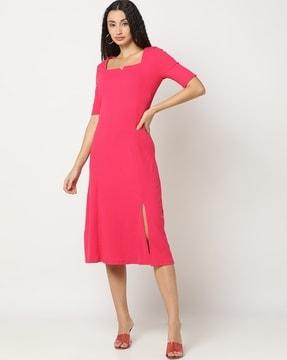 women ribbed relaxed fit sheath dress