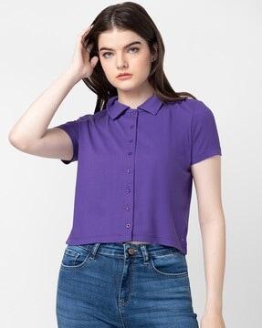 women ribbed relaxed fit shirt