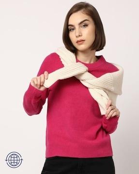women ribbed relaxed fit sweater