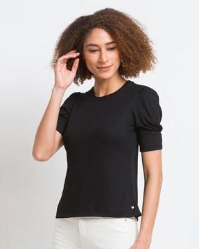 women ribbed relaxed fit top