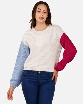 women ribbed round-neck pullover