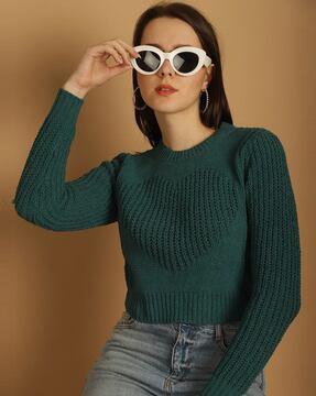 women ribbed round-neck pullover