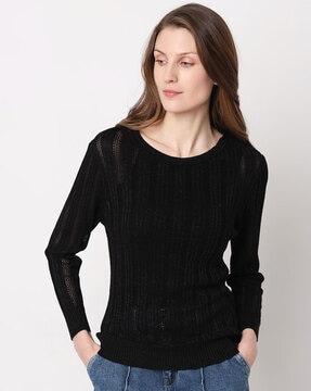 women ribbed round-neck pullover