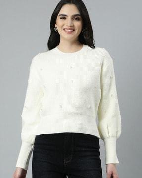 women ribbed round-neck pullover
