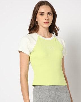 women ribbed round-neck t-shirt