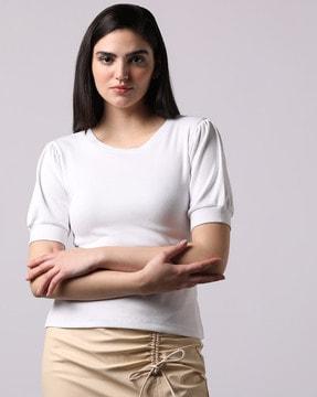 women ribbed round-neck top