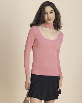 women ribbed slim fit cotton top