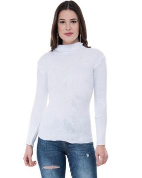 women ribbed slim-fit pullover