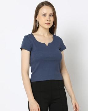 women ribbed slim fit top