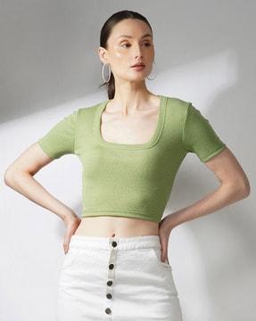 women ribbed slim fit top