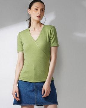 women ribbed slim fit top