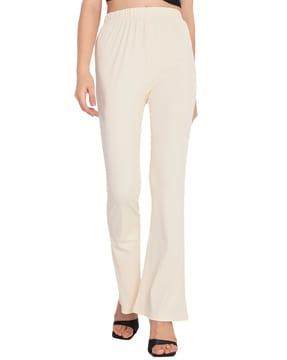 women ribbed straight fit pants