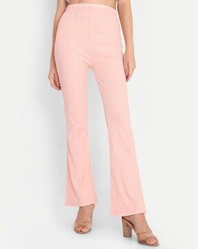 women ribbed straight fit pants