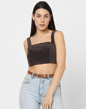 women ribbed stylised fit crop top