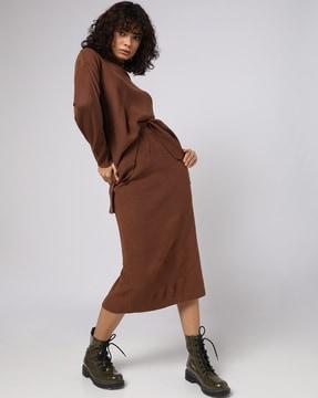 women ribbed top & skirt co-ord set
