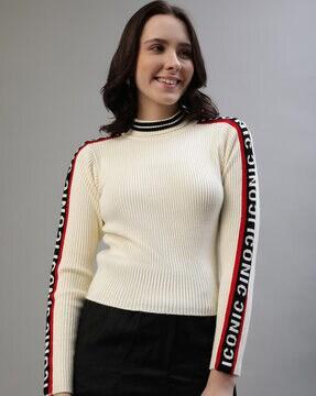 women ribbed turtle-neck pullover