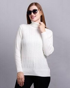 women ribbed turtleneck cardigan