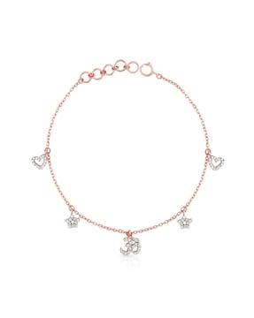 women rose gold charm link bracelet