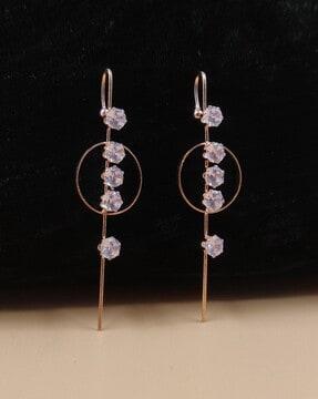 women rose gold-plated american diamond-studded ear cuffs