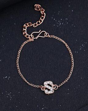 women rose gold-plated crystal-studded link bracelet