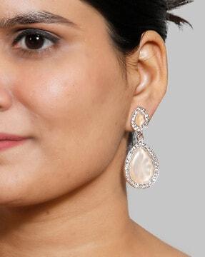 women rose gold-plated dangler earrings