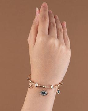 women rose gold-plated evil-eye charm cuff bracelet