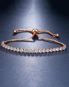 women rose gold-plated stone-studded bracelet