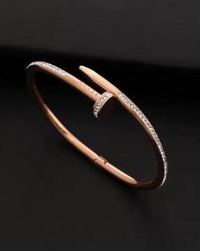 women rose gold-plated stone-studded link bracelet