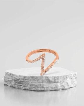 women rose gold-plated stone-studded ring