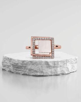 women rose gold-plated studded ring