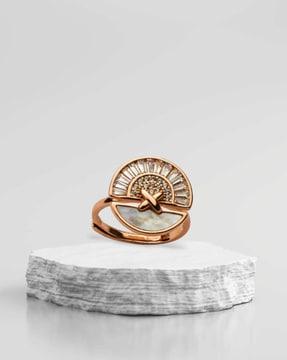 women rose gold-plated studded ring
