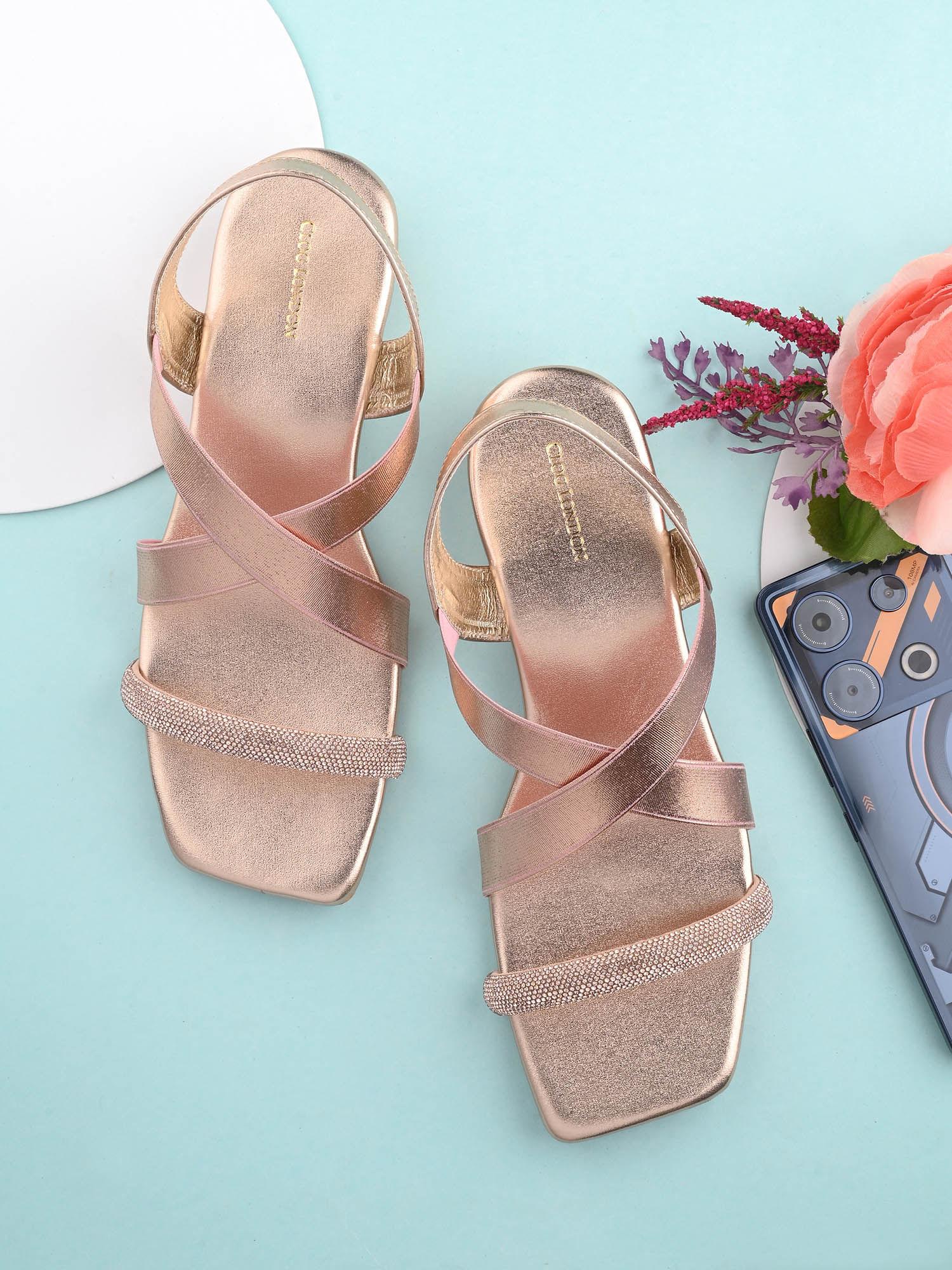 women rose gold sandals