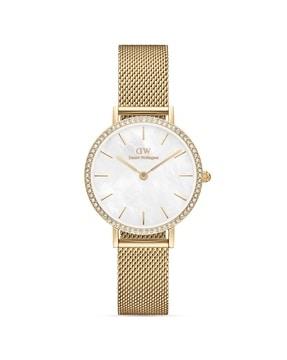 women round dial stainless steel analogue watch - dw00100662k