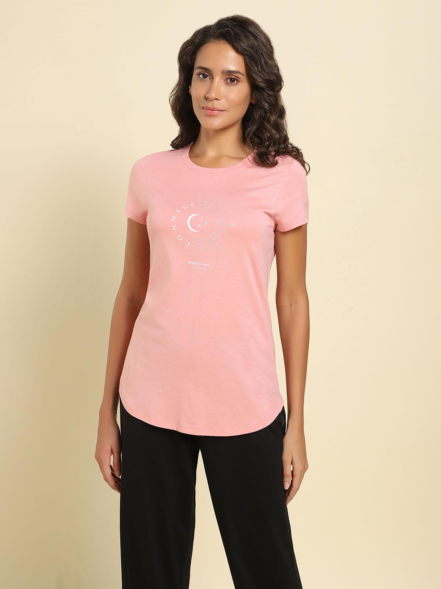 women round neck & short sleeve lounge t-shirt blush connect