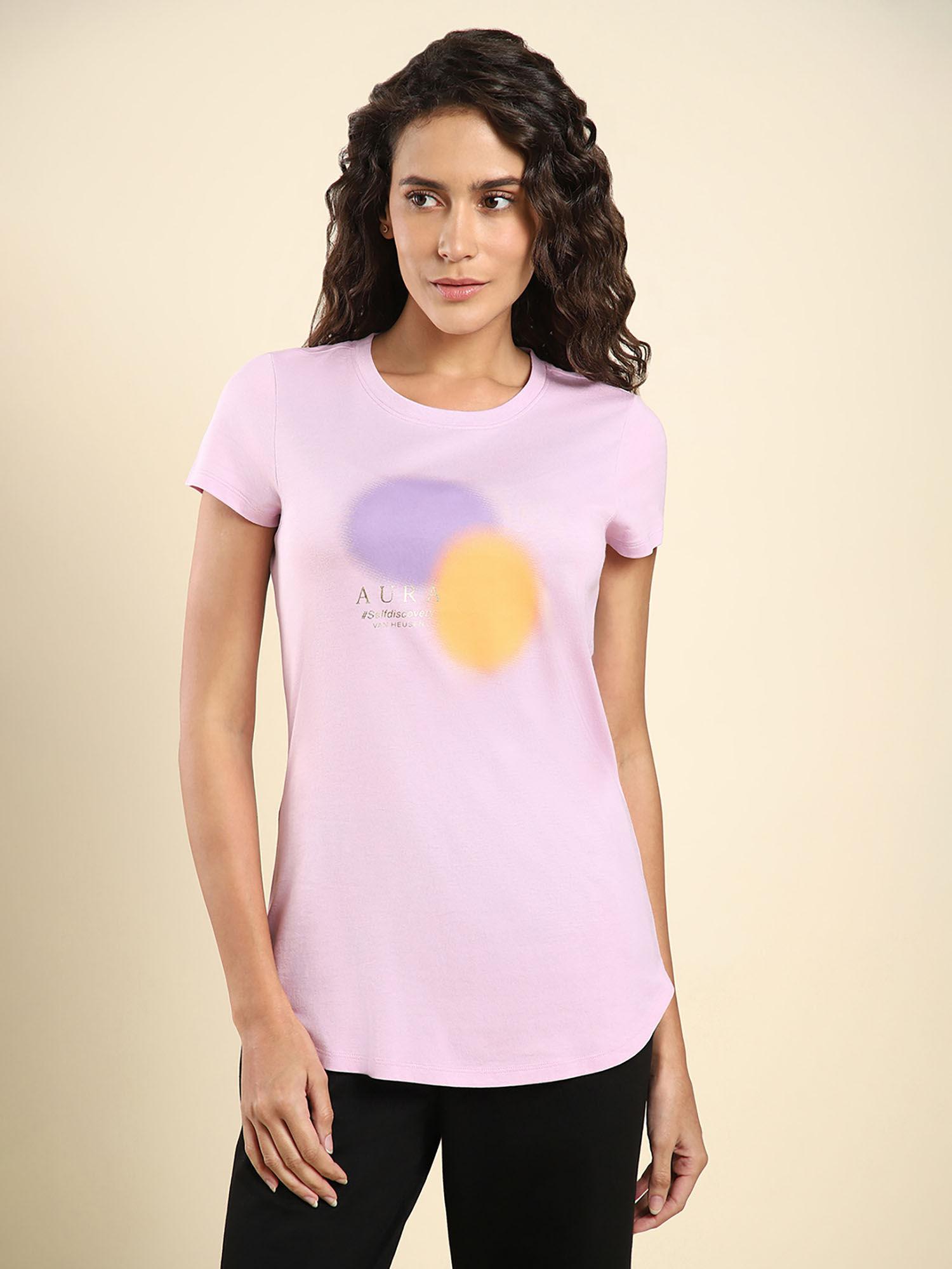 women round neck & short sleeve lounge t-shirt orchid bouquet aura