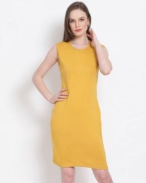 women round-neck a-line dress