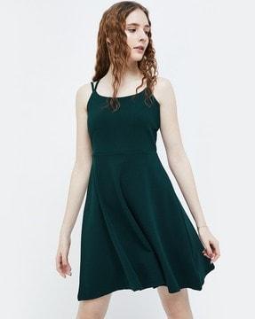 women round-neck a-line dress