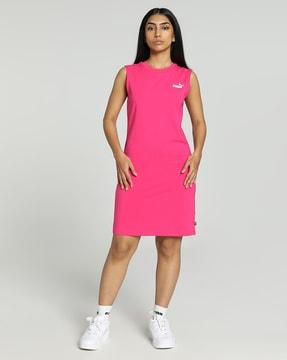 women round-neck a-line dress